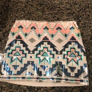Express Aztec sequin mini skirt. XS